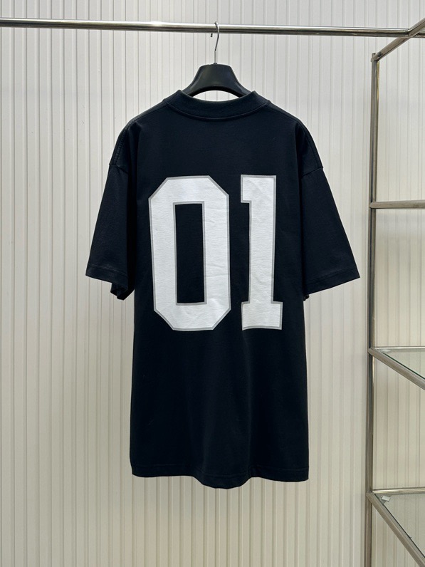 Áo phông T-shirt Balenciaga Đen logo chữ 01 Trắng viền Xám Like Auth on web VTN